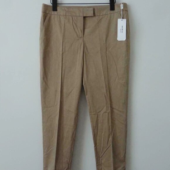 NWT AKRIS Sand Brown Cotton Blend Cropped Frankie Trouser Pants 8 - Picture 1 of 5